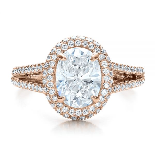 14k Rose Gold Custom Pave Halo Engagement Ring #100009 - Seattle ...