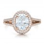 18k Rose Gold 18k Rose Gold Custom Pave Halo Engagement Ring - Top View -  100009 - Thumbnail