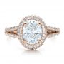 18k Rose Gold 18k Rose Gold Custom Pave Halo Engagement Ring - Top View -  100009 - Thumbnail