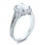 18k White Gold 18k White Gold Custom Pave Halo Engagement Ring - Three-Quarter View -  100009 - Thumbnail