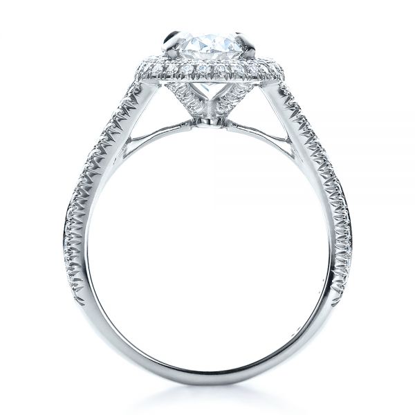 Platinum Custom Pave Halo Engagement Ring - Front View - 100009