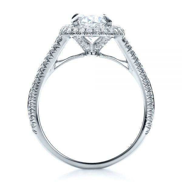  Platinum Custom Pave Halo Engagement Ring - Front View -  100009