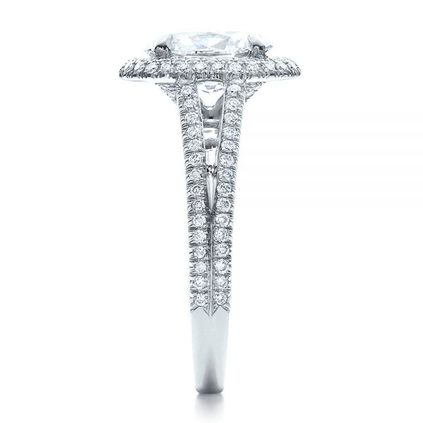  Platinum Custom Pave Halo Engagement Ring - Side View -  100009