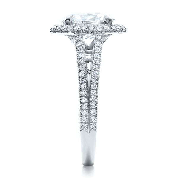 Platinum Custom Pave Halo Engagement Ring - Side View - 100009