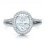 14k White Gold 14k White Gold Custom Pave Halo Engagement Ring - Top View -  100009 - Thumbnail