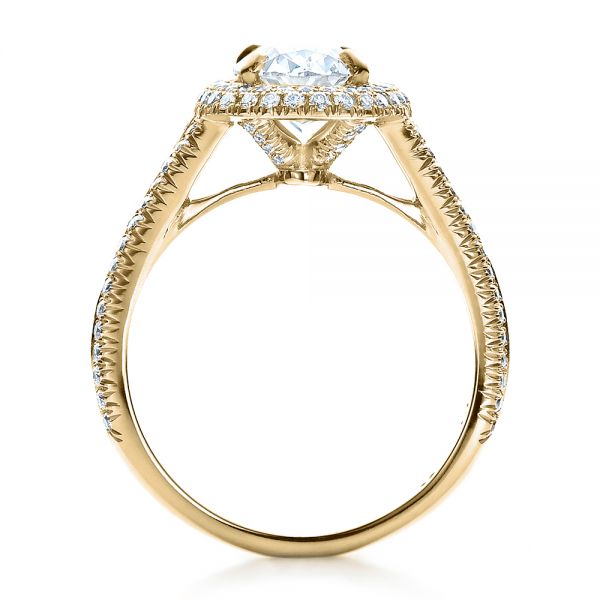 14k Yellow Gold 14k Yellow Gold Custom Pave Halo Engagement Ring - Front View -  100009