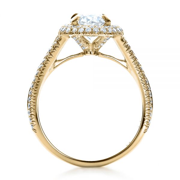 14k Yellow Gold 14k Yellow Gold Custom Pave Halo Engagement Ring - Front View - 100009