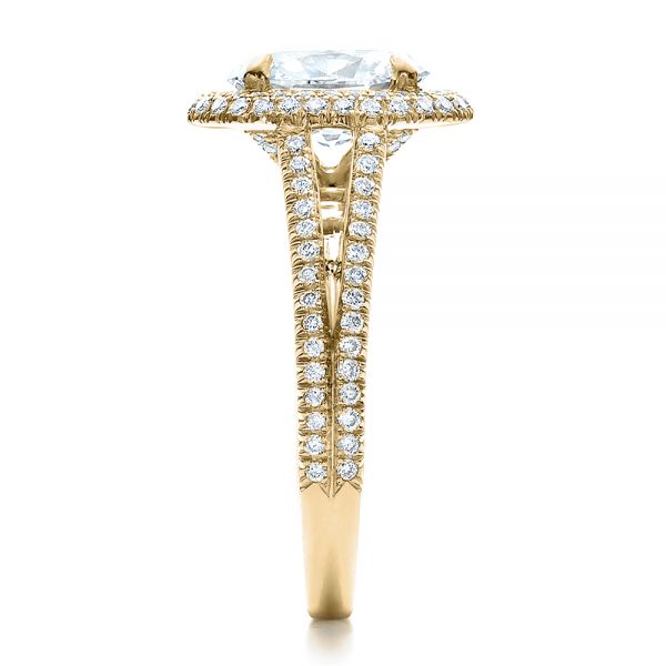 14k Yellow Gold 14k Yellow Gold Custom Pave Halo Engagement Ring - Side View - 100009