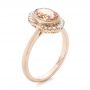 14k Rose Gold 14k Rose Gold Custom Peach Sapphire And Diamond Halo Engagement Ring - Three-Quarter View -  104261 - Thumbnail