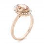 18k Rose Gold 18k Rose Gold Custom Peach Sapphire And Diamond Halo Engagement Ring - Three-Quarter View -  104261 - Thumbnail