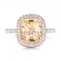 18k Rose Gold 18k Rose Gold Custom Peach Sapphire And Diamond Halo Engagement Ring - Top View -  102448 - Thumbnail