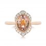 18k Rose Gold 18k Rose Gold Custom Peach Sapphire And Diamond Halo Engagement Ring - Top View -  104261 - Thumbnail