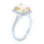14k White Gold Custom Peach Sapphire And Diamond Halo Engagement Ring - Three-Quarter View -  102448 - Thumbnail