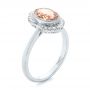 18k White Gold 18k White Gold Custom Peach Sapphire And Diamond Halo Engagement Ring - Three-Quarter View -  104261 - Thumbnail