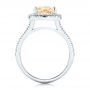 14k White Gold Custom Peach Sapphire And Diamond Halo Engagement Ring - Front View -  102448 - Thumbnail