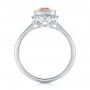 18k White Gold 18k White Gold Custom Peach Sapphire And Diamond Halo Engagement Ring - Front View -  104261 - Thumbnail
