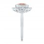  Platinum Platinum Custom Peach Sapphire And Diamond Halo Engagement Ring - Side View -  104261 - Thumbnail