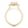 18k Yellow Gold 18k Yellow Gold Custom Peach Sapphire And Diamond Halo Engagement Ring - Front View -  102448 - Thumbnail