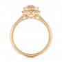 14k Yellow Gold Custom Peach Sapphire And Diamond Halo Engagement Ring - Front View -  104261 - Thumbnail