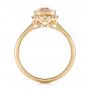 14k Yellow Gold Custom Peach Sapphire And Diamond Halo Engagement Ring - Front View -  104261 - Thumbnail