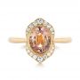 18k Yellow Gold 18k Yellow Gold Custom Peach Sapphire And Diamond Halo Engagement Ring - Top View -  104261 - Thumbnail