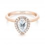 18k Rose Gold 18k Rose Gold Custom Pear Diamond Halo Engagement Ring - Flat View -  104293 - Thumbnail