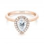 18k Rose Gold 18k Rose Gold Custom Pear Diamond Halo Engagement Ring - Flat View -  104293 - Thumbnail