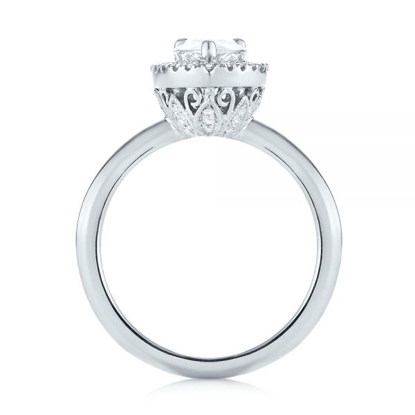 18k White Gold 18k White Gold Custom Pear Diamond Halo Engagement Ring - Front View -  104293