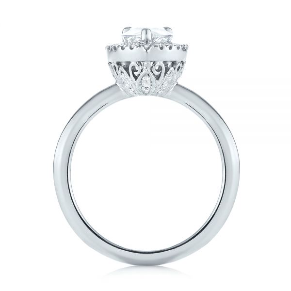 Platinum Custom Pear Diamond Halo Engagement Ring - Front View - 104293