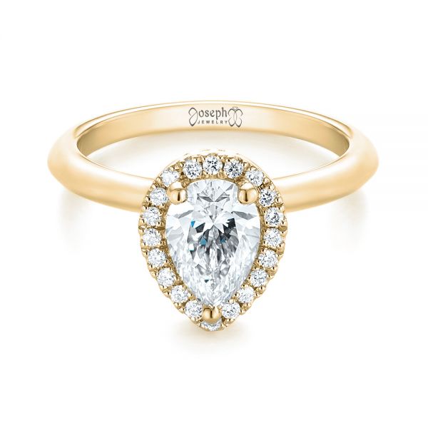 18k Yellow Gold Custom Pear Diamond Halo Engagement Ring #104293 ...