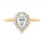 14k Yellow Gold 14k Yellow Gold Custom Pear Diamond Halo Engagement Ring - Top View -  104293 - Thumbnail