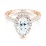 14k Rose Gold 14k Rose Gold Custom Pear Shaped Diamond Halo Engagement Ring - Flat View -  104780 - Thumbnail