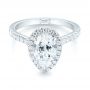 14k White Gold 14k White Gold Custom Pear Shaped Diamond Halo Engagement Ring - Flat View -  104780 - Thumbnail