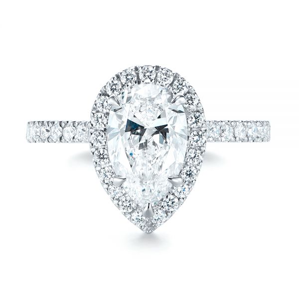  Platinum Platinum Custom Pear Shaped Diamond Halo Engagement Ring - Top View -  104780