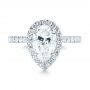 18k White Gold Custom Pear Shaped Diamond Halo Engagement Ring - Top View -  104780 - Thumbnail