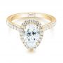 18k Yellow Gold 18k Yellow Gold Custom Pear Shaped Diamond Halo Engagement Ring - Flat View -  104780 - Thumbnail