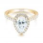 14k Yellow Gold 14k Yellow Gold Custom Pear Shaped Diamond Halo Engagement Ring - Flat View -  104780 - Thumbnail