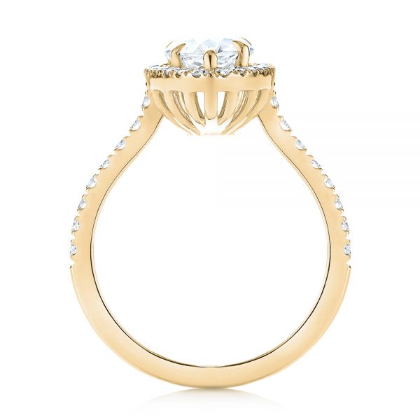 14k Yellow Gold 14k Yellow Gold Custom Pear Shaped Diamond Halo Engagement Ring - Front View -  104780