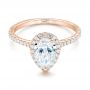 14k Rose Gold 14k Rose Gold Custom Pear Shaped Diamond And Halo Engagement Ring - Flat View -  102743 - Thumbnail