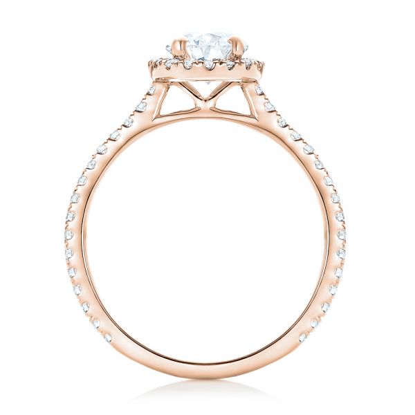 14k Rose Gold 14k Rose Gold Custom Pear Shaped Diamond And Halo Engagement Ring - Front View -  102743