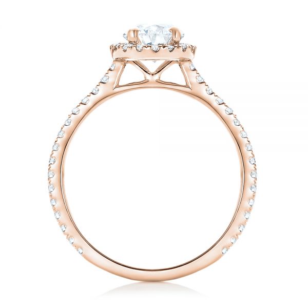 18k Rose Gold 18k Rose Gold Custom Pear Shaped Diamond And Halo Engagement Ring - Front View - 102743