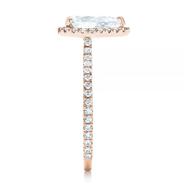 18k Rose Gold 18k Rose Gold Custom Pear Shaped Diamond And Halo Engagement Ring - Side View - 102743