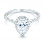18k White Gold Custom Pear Shaped Diamond And Halo Engagement Ring - Flat View -  102743 - Thumbnail