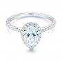 14k White Gold 14k White Gold Custom Pear Shaped Diamond And Halo Engagement Ring - Flat View -  102743 - Thumbnail