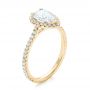 14k Yellow Gold 14k Yellow Gold Custom Pear Shaped Diamond And Halo Engagement Ring - Three-Quarter View -  102743 - Thumbnail