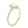 14k Yellow Gold 14k Yellow Gold Custom Pear Shaped Diamond And Halo Engagement Ring - Three-Quarter View -  102743 - Thumbnail