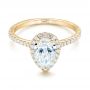 14k Yellow Gold 14k Yellow Gold Custom Pear Shaped Diamond And Halo Engagement Ring - Flat View -  102743 - Thumbnail