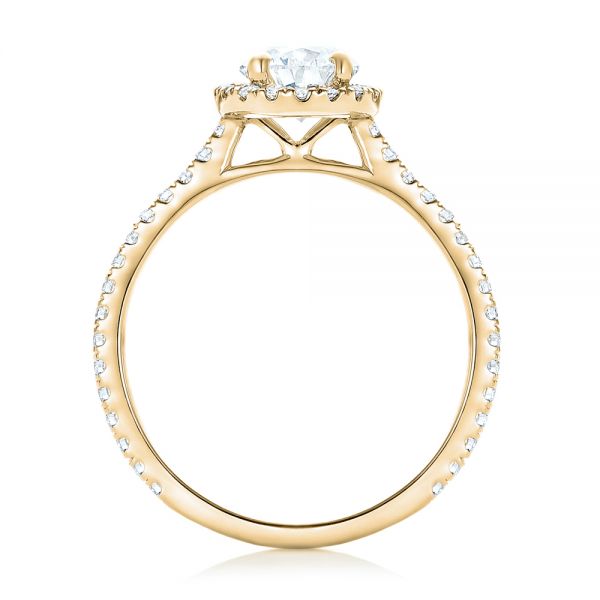 18k Yellow Gold 18k Yellow Gold Custom Pear Shaped Diamond And Halo Engagement Ring - Front View -  102743