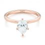 14k Rose Gold Custom Pear Shaped Solitaire Diamond Engagement Ring - Flat View -  104399 - Thumbnail