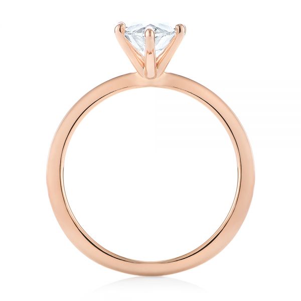 18k Rose Gold 18k Rose Gold Custom Pear Shaped Solitaire Diamond Engagement Ring - Front View -  104399